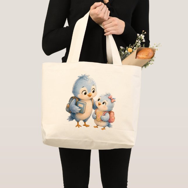 Blue Bird Brother Canvas Tote Bag (Front (Product))