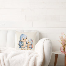 Blue Bird Brother Sister Throw Cushion