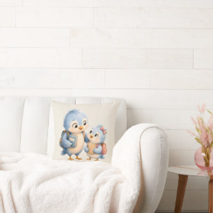 Blue Bird Brother Sister Throw Cushion