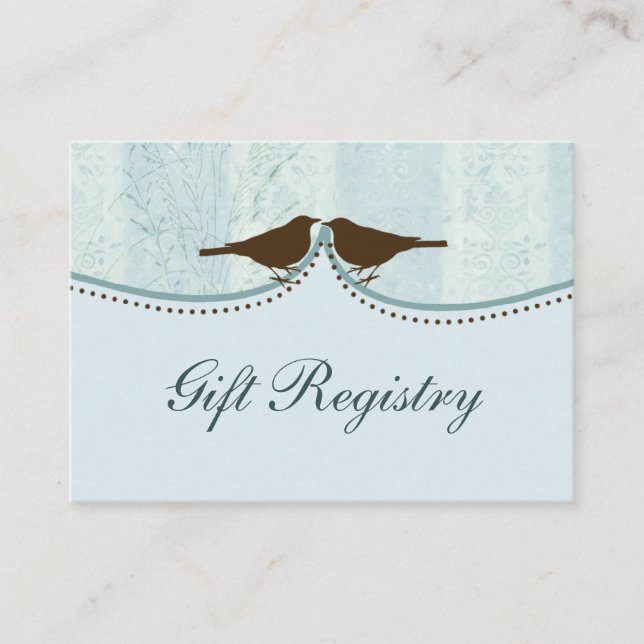 blue bird cage, love birds Gift registry  Cards (Front)