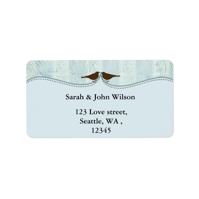 blue bird cage, love birds return address labels (Front)