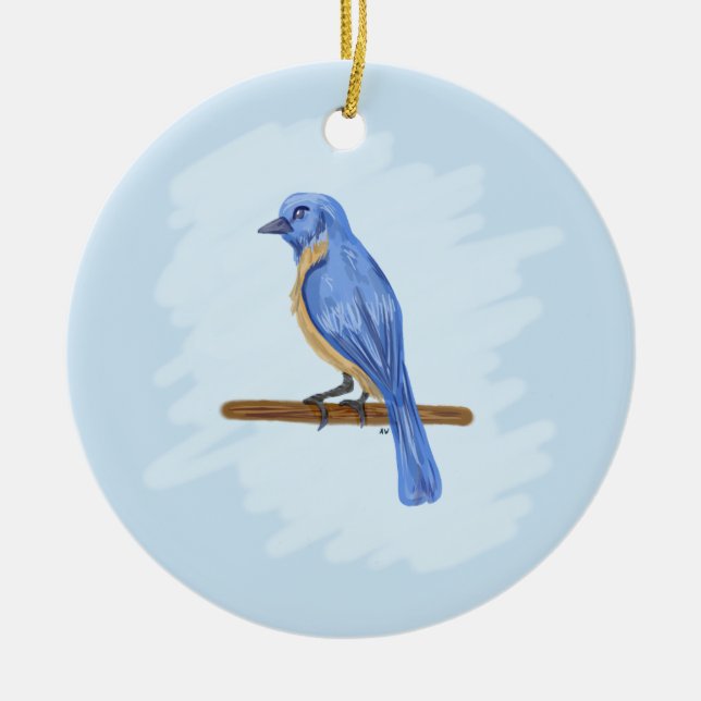 Blue Bird Ceramic Tree Decoration (Front)