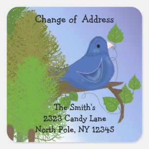 Blue Bird Change of Address Square Sticker