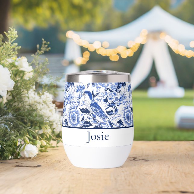 Blue Bird Chinoiserie Monogram  (Wedding (Rotated))