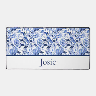 Blue Bird Chinoiserie Monogram Desk Mat