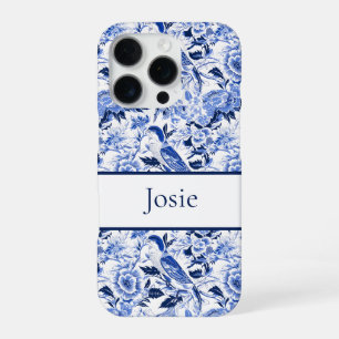 Blue Bird Chinoiserie Monogram iPhone 16 Pro Case