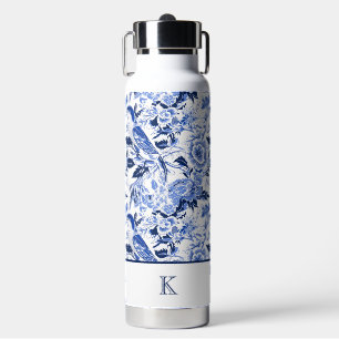 Blue Bird Chinoiserie Monogram Water Bottle