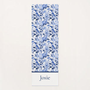 Blue Bird Chinoiserie Monogram Yoga Mat
