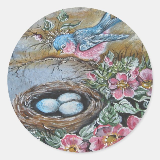 Blue bird classic round sticker (Front)