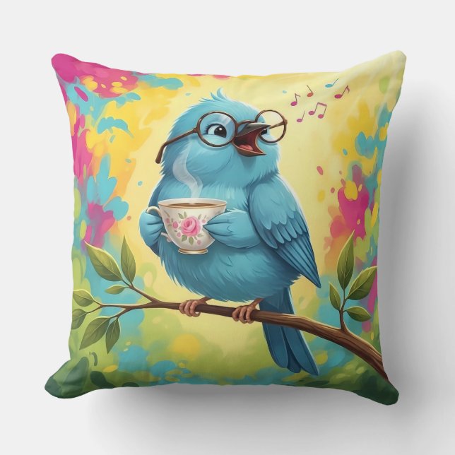 Blue Bird Cozy Throw Pillow  (Front)