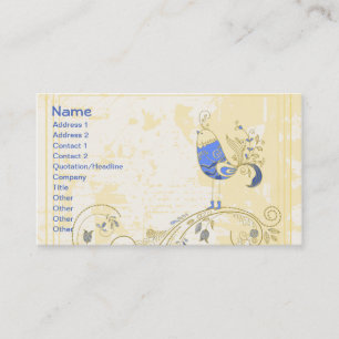 Blue Bird Cute Girly Retro Floral Business Card