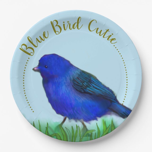 Blue bird cutie paper plate (Front)