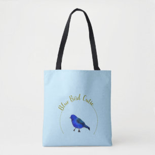 Blue bird cutie tote bag