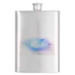 Blue Bird Feather Plume Hip Flask
