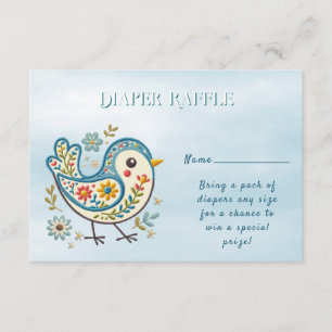 Blue Bird Floral Baby Shower Enclosure Card