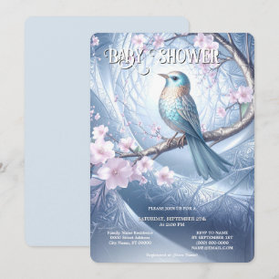 Blue Bird Floral Baby Shower Invitation