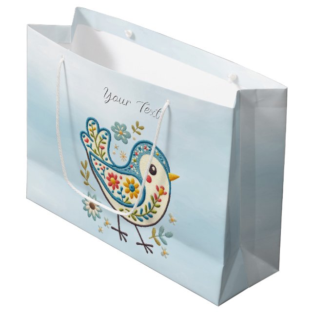 Blue Bird Floral Gift Bag (Front Angled)