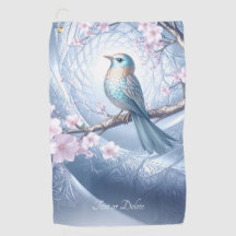 Blue Bird Floral Golf Towel