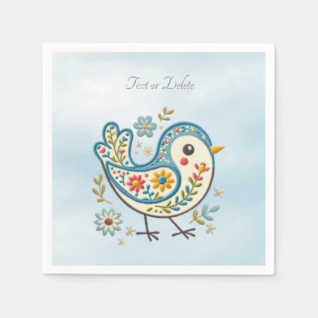 Blue Bird Floral Napkins (Front)