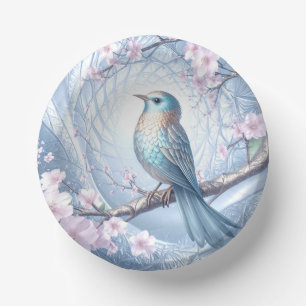 Blue Bird Floral Paper Bowl Paper Plate