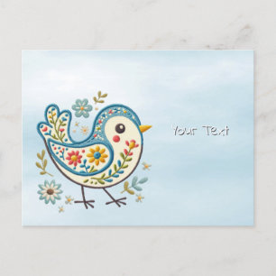 Blue Bird Floral Postcard