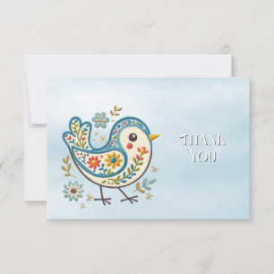 Blue Bird Floral Thank You Card