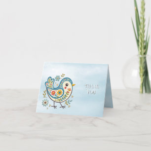 Blue Bird Floral Thank You Card