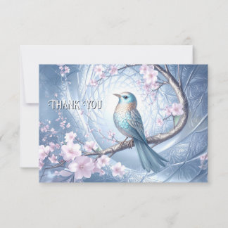 Blue Bird Floral Thank You Card