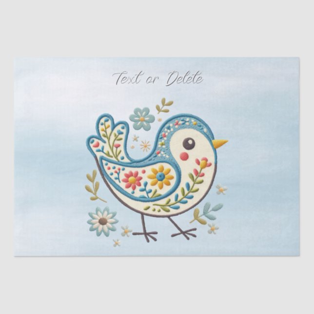 Blue Bird Floral Tissue Paper (Front)
