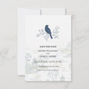 Blue Bird Floral Wedding Save The Date