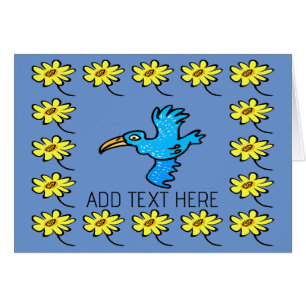 Blue bird Flower Border, add text,