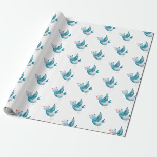 Blue Bird Flying Wrapping Paper