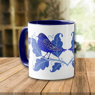 Blue Bird Folk Art Mug