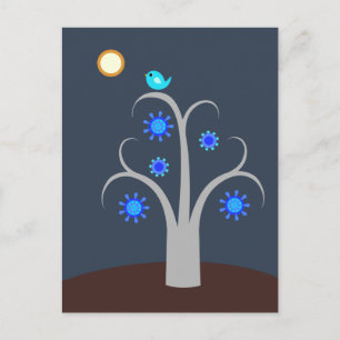 Blue Bird, Full Moon postcard