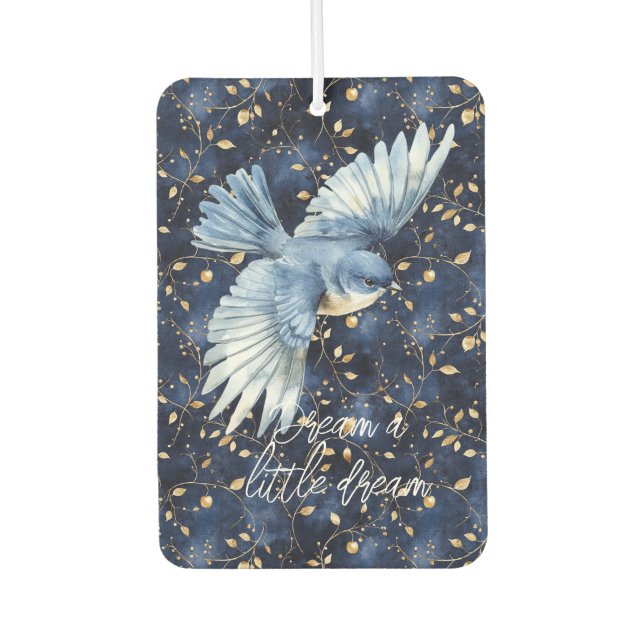 Blue Bird Gold Leaves Dream Car Air Freshener (Front)