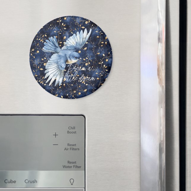 Blue Bird Gold Leaves Dream Magnet (In Situ (Fridge))