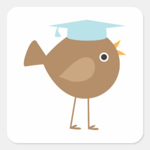 Blue Bird Graduation Square Sticker