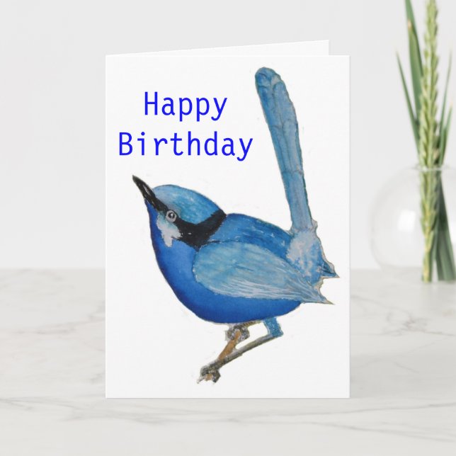 Blue Bird Happy Birthday Card (Front)