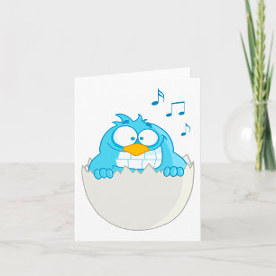Blue Bird Hatching from Egg Singing Funny Animal Card
