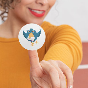 Blue Bird Holding An Envelope Classic Round Sticke Sticker