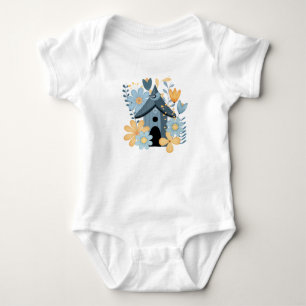 Blue Bird House Baby Bodysuit
