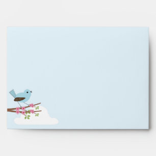 Blue Bird in Blossom Tree Cute Envelope