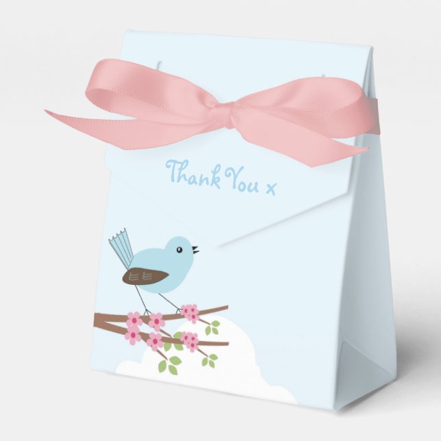 Blue Bird in Blossom Tree Favour Box (Front Side)