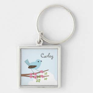 Blue Bird in Blossom Tree Key Ring