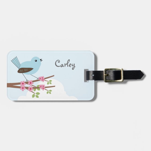 Blue Bird in Blossom Tree Luggage Tag (Front Horizontal)