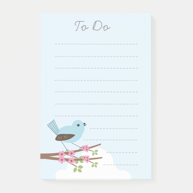 Blue Bird in Blossom Tree Post-it Notes (Front)
