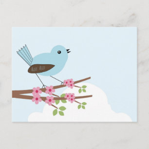 Blue Bird in Blossom Tree Postcard