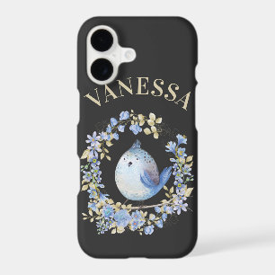 Blue bird in floral wreath iPhone / iPad case