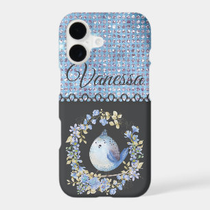 Blue bird in floral wreath iPhone / iPad case