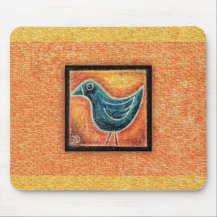 Blue Bird in Oil Pastel Mouse Mat